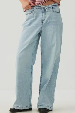 Low Rise Drawstring Wide Leg Jeans