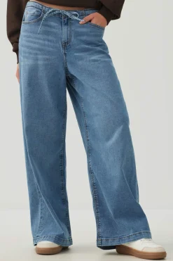 Low Rise Drawstring Wide Leg Jeans