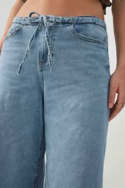 Low Rise Drawstring Wide Leg Jeans