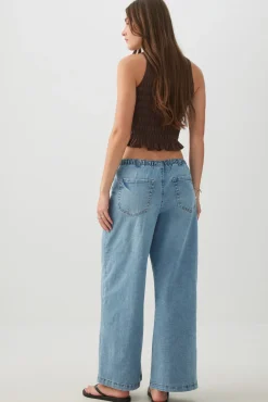 Low Rise Drawstring Wide Leg Jeans