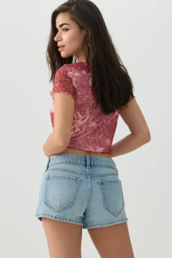 Low Rise Rigid Denim Shorts