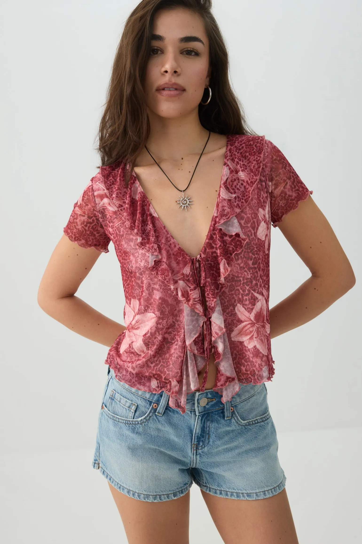 Low Rise Rigid Denim Shorts