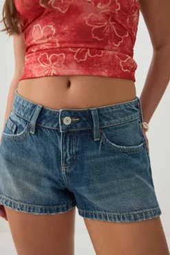 Low Rise Rigid Denim Shorts