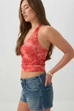Low Rise Rigid Denim Shorts