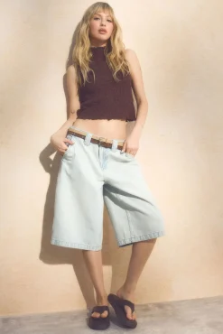 Low Rise Slouchy Long Denim Jorts