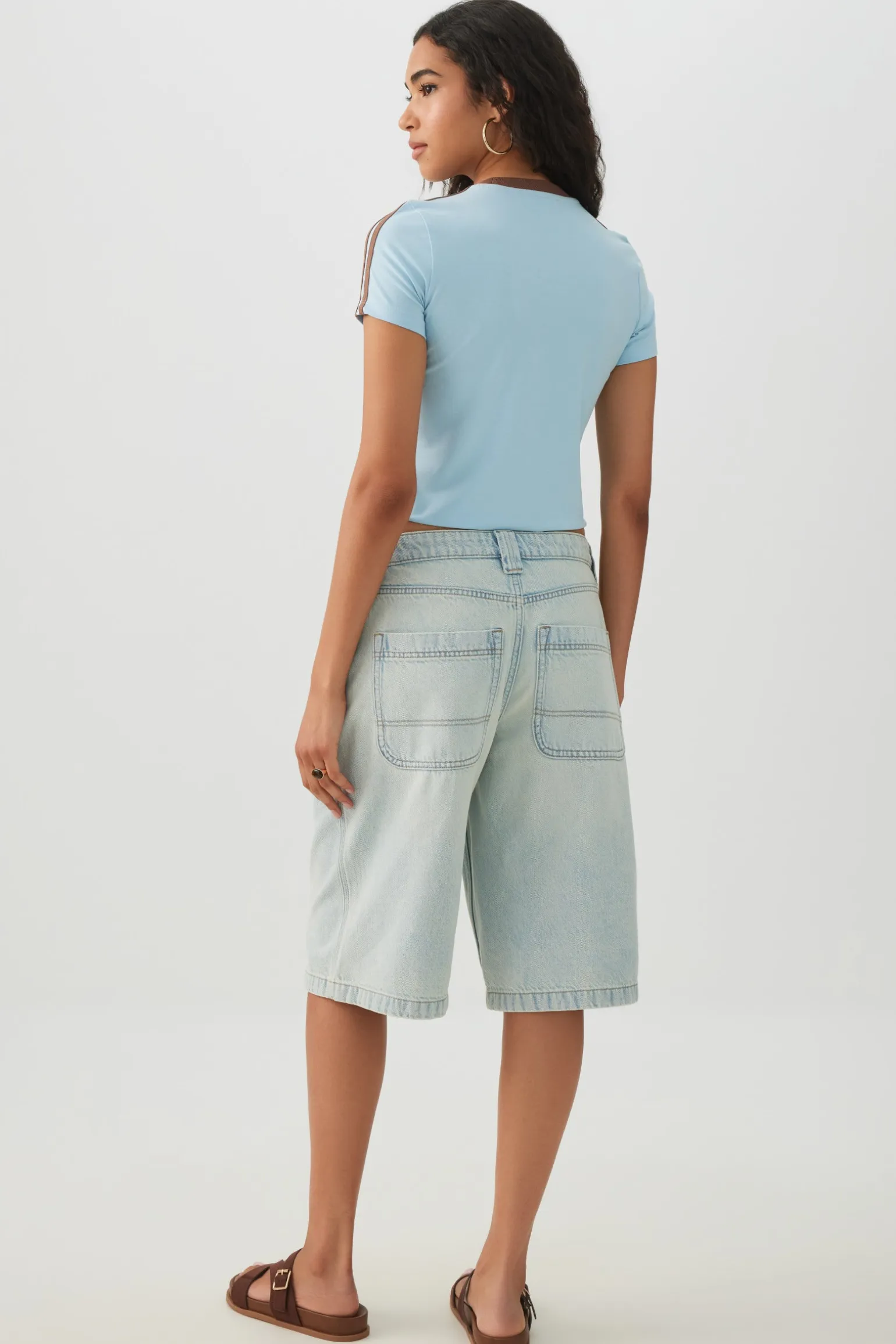 Low Rise Slouchy Long Denim Jorts