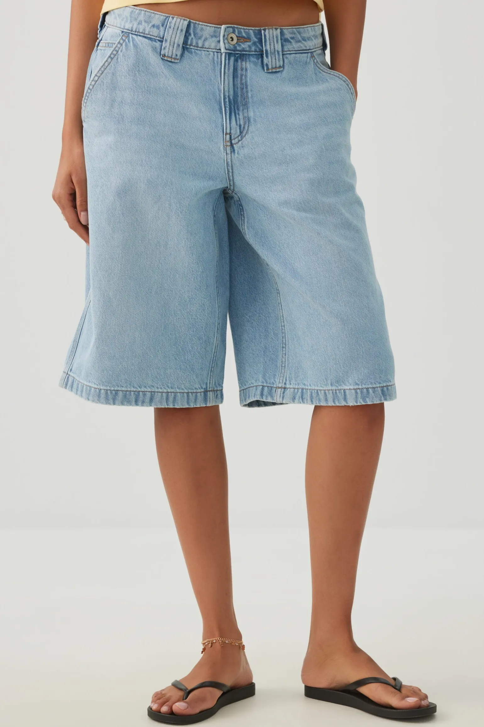 Low Rise Slouchy Long Denim Jorts