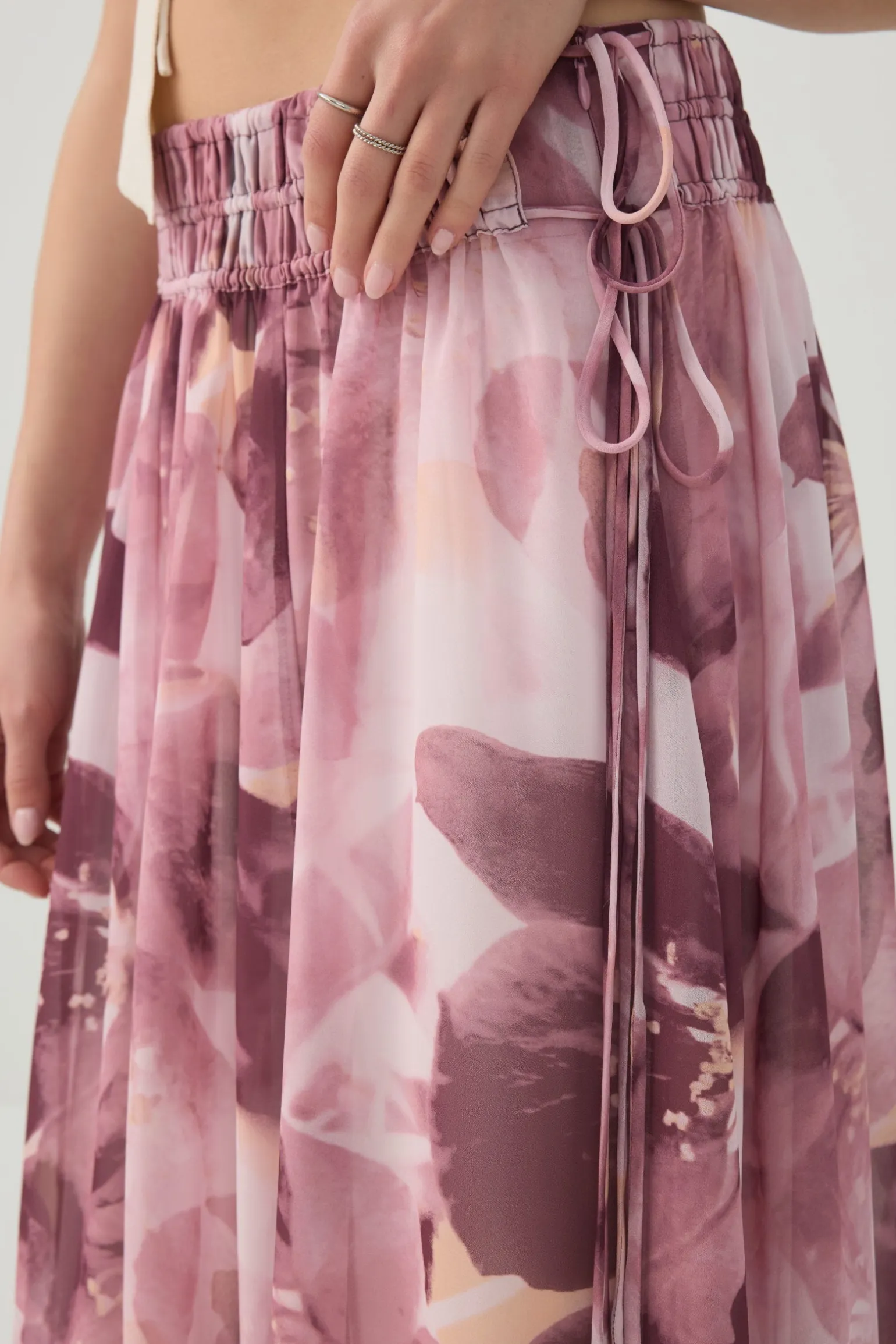 Maxi Chiffon Tie Waist Skirt