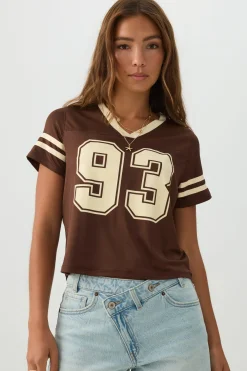 Mesh Jersey V Neck T-Shirt