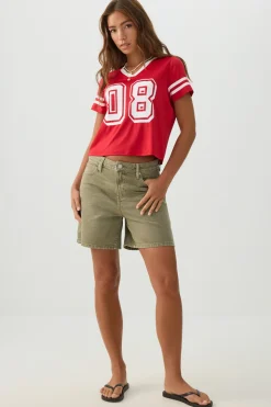 Mesh Jersey V Neck T-Shirt