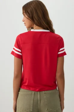 Mesh Jersey V Neck T-Shirt