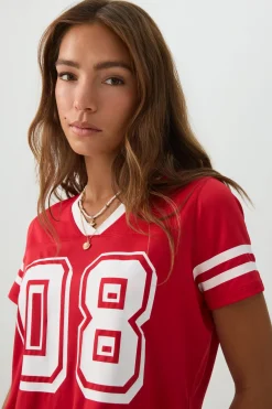Mesh Jersey V Neck T-Shirt