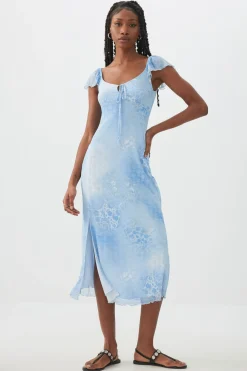 Mesh Midi Dress with Slit