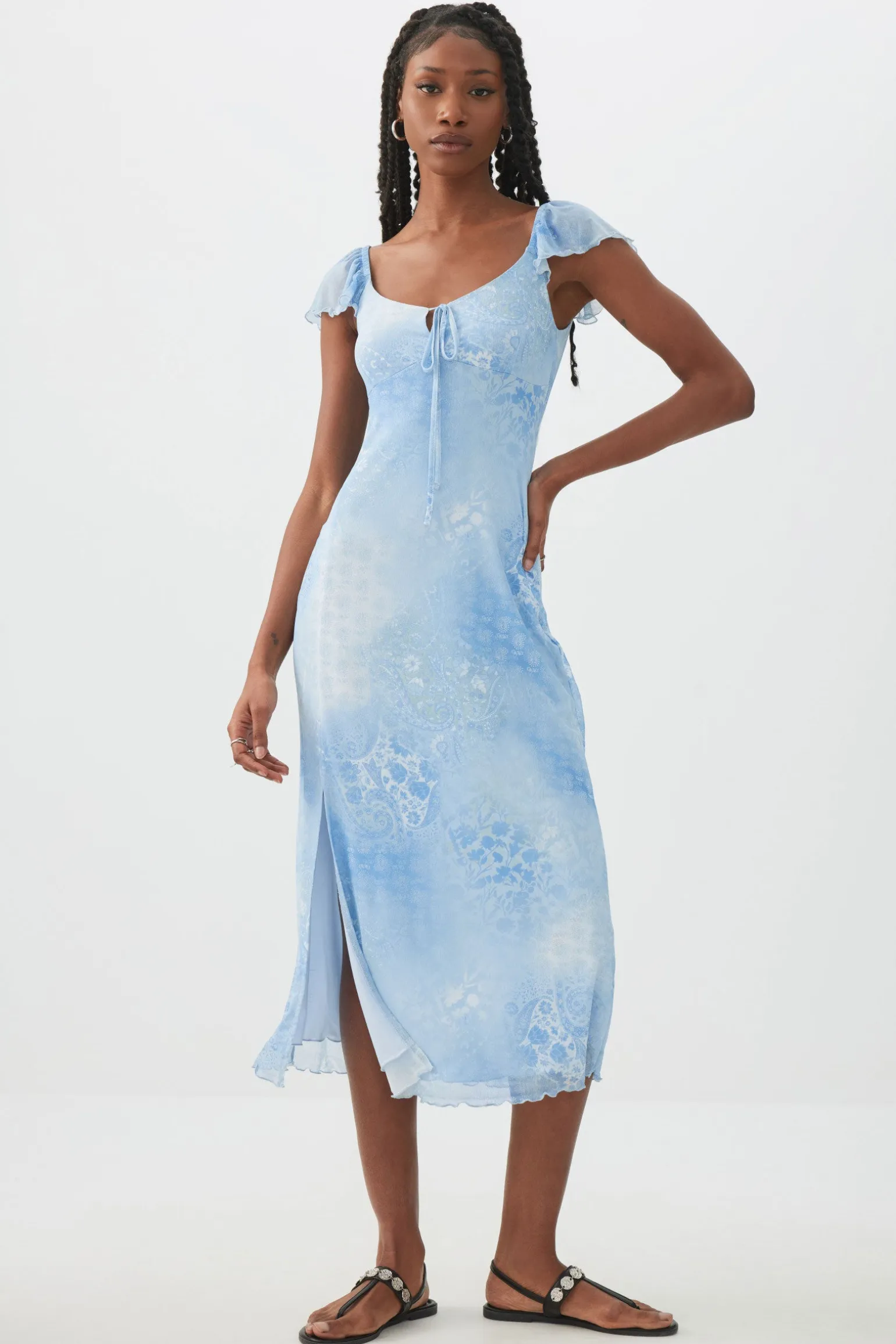 Mesh Midi Dress with Slit