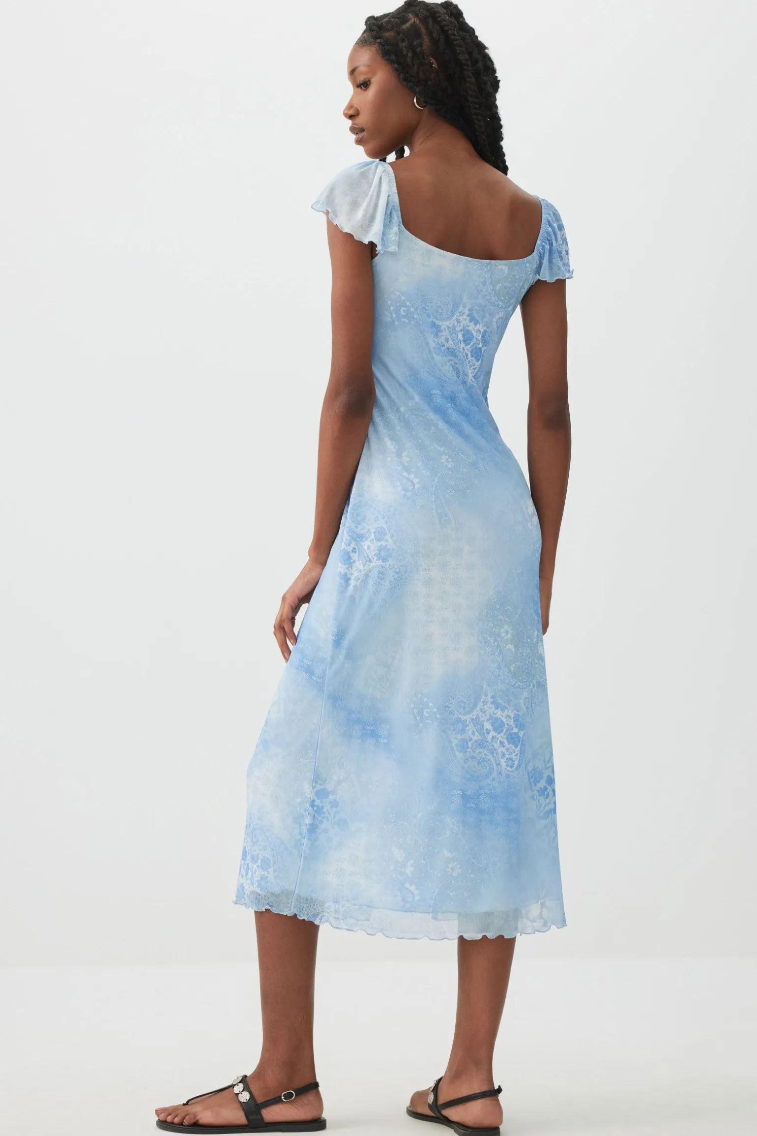 Mesh Midi Dress with Slit