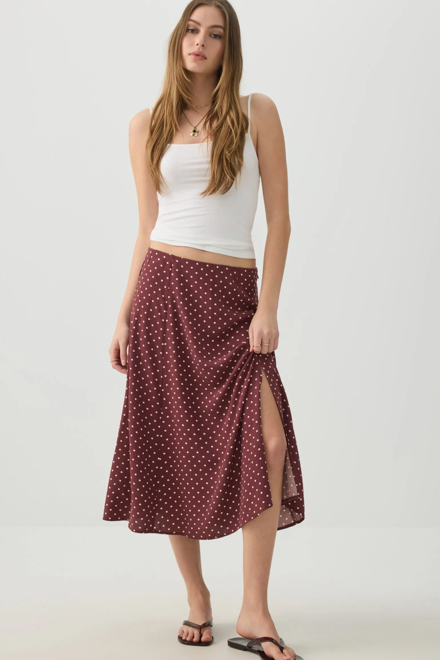 Midi A-Line Skirt with Slit