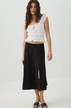 Midi A-Line Skirt with Slit
