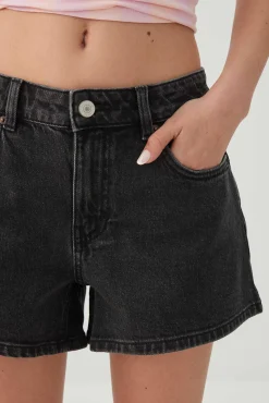 Mid Rise A Line Denim Shorts