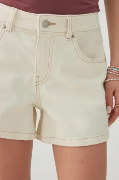 Mid Rise A Line Denim Shorts