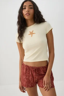 Mid Rise Crinkle Midi Inseam Shorts