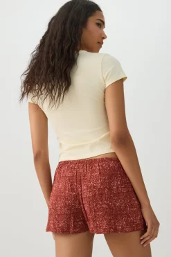 Mid Rise Crinkle Midi Inseam Shorts