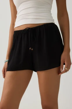 Mid Rise Crinkle Midi Inseam Shorts