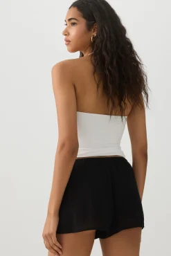 Mid Rise Crinkle Midi Inseam Shorts