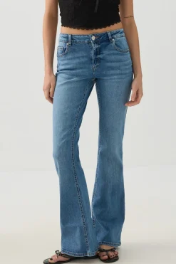 Mid Rise Flare Leg Jean