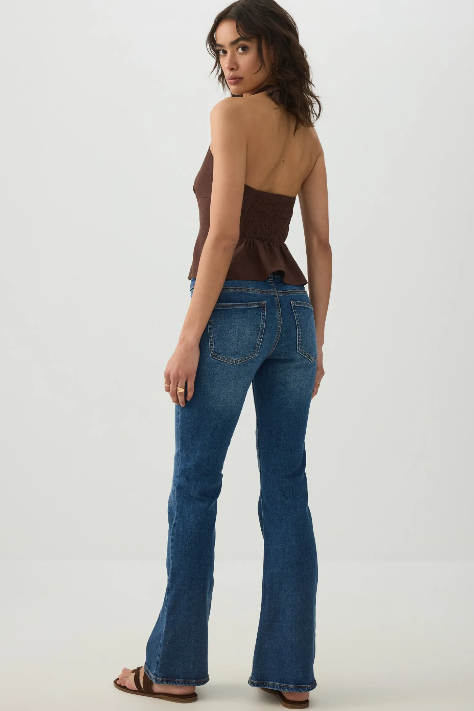 Mid Rise Flare Leg Jean