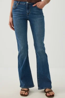 Mid Rise Flare Leg Jean