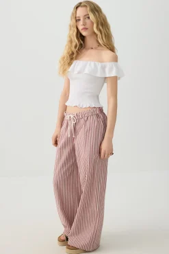 Mid Rise Foldover Wide Leg Pants