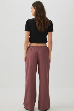 Mid Rise Pull On Wide Leg Pant