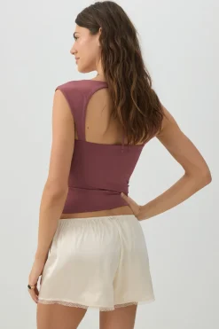 Mid Rise Shorts with Lace Trim