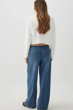 Mid Rise Wide Leg Knit Jean