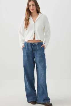 Mid Rise Wide Leg Knit Jean