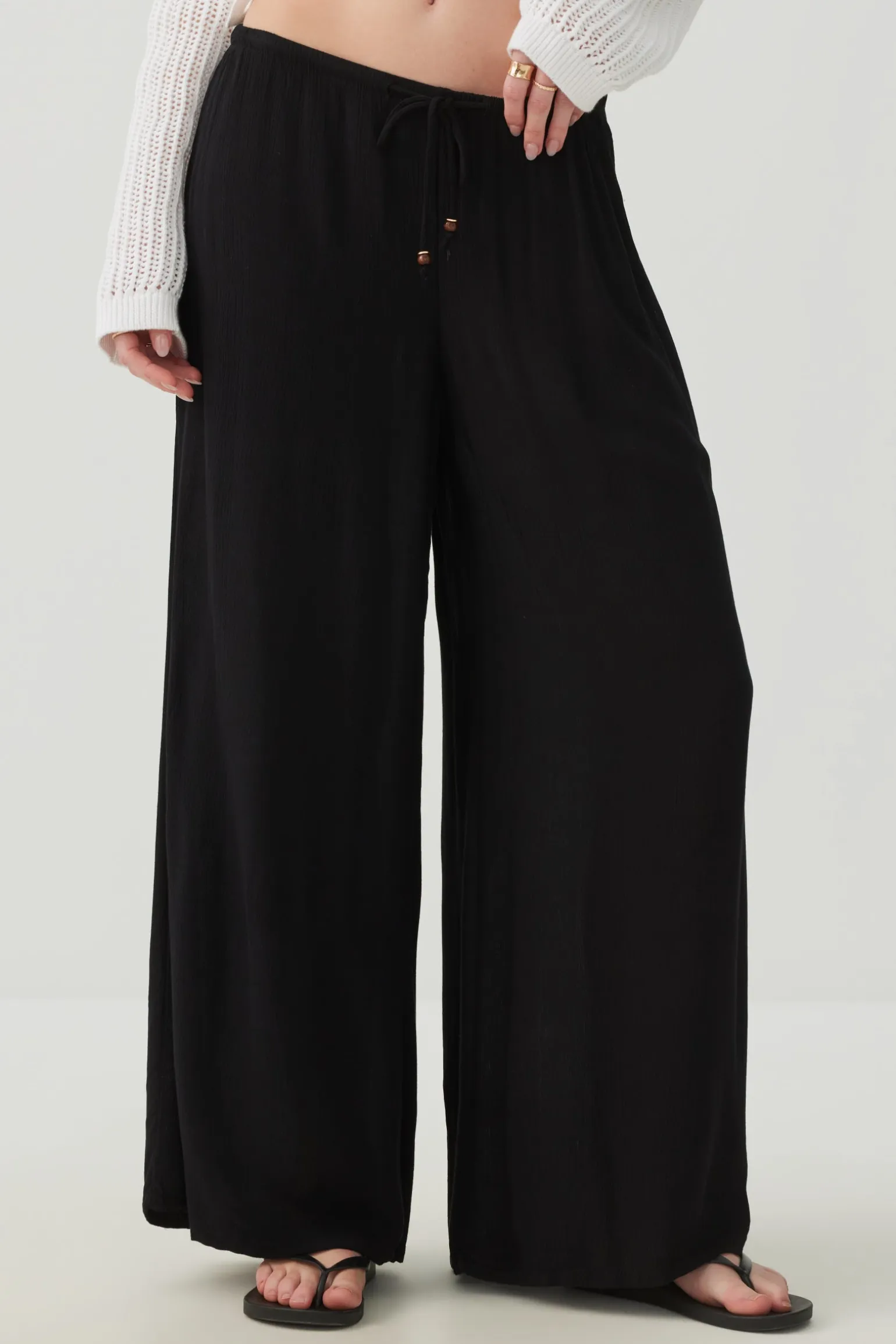 Mid Rise Wide Leg Pants