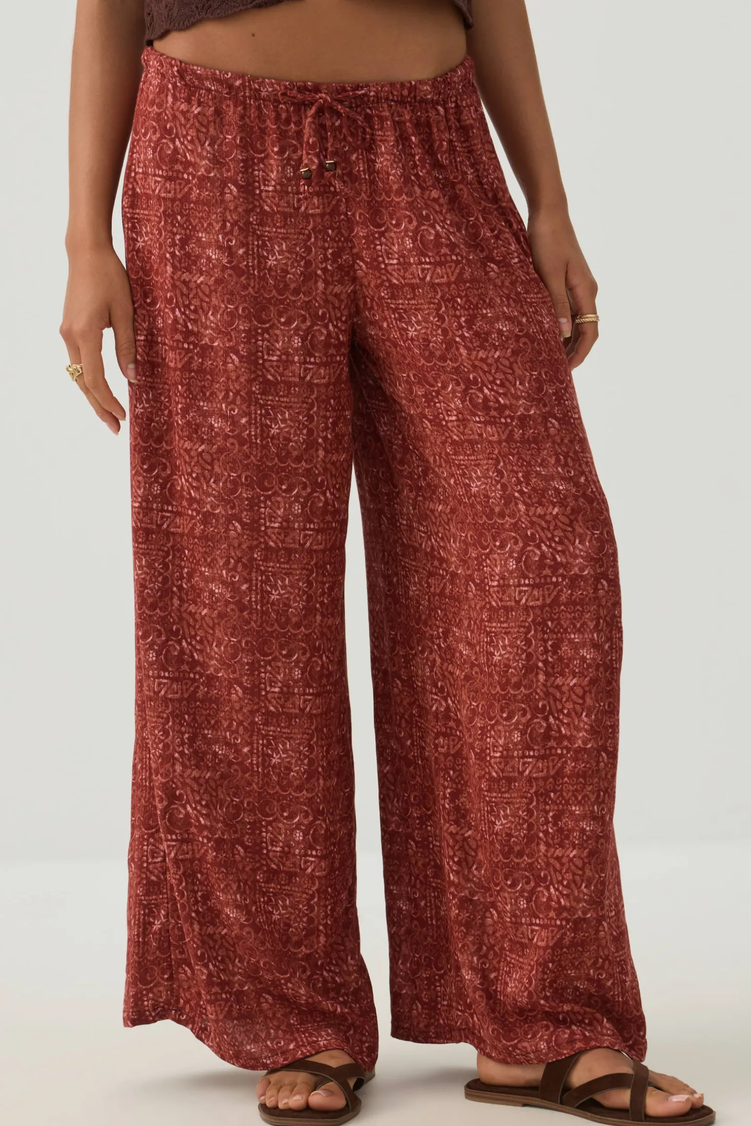 Mid Rise Wide Leg Pants