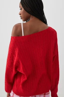 Off Shoulder Cable Knit Lounge Sweater