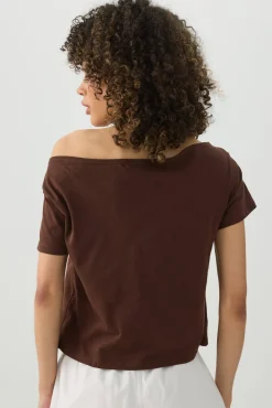 Off Shoulder Crop Graphic T-shirt