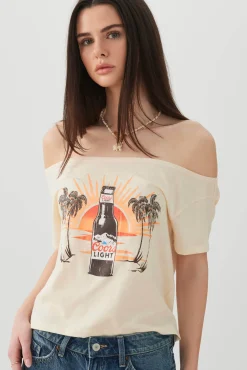 Off Shoulder Crop Graphic T-shirt