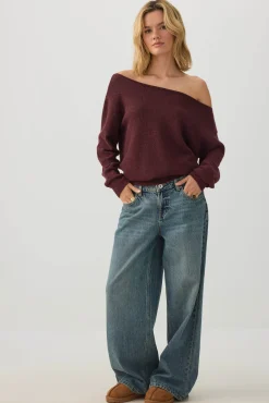 Off Shoulder Knit Sweater