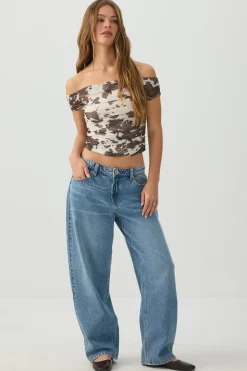 Off Shoulder Mesh Top