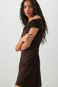 Off Shoulder Mini dress with Side Ruching