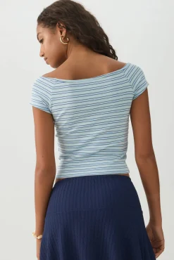 Off Shoulder Rib Crop Top