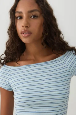 Off Shoulder Rib Crop Top