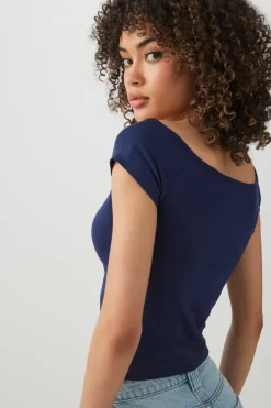 Off Shoulder Rib Crop Top