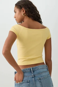Off Shoulder Rib Crop Top