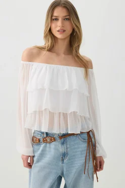 Off Shoulder Tiered Blouse