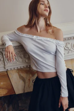Off Shoulder Top with Ruched Trim