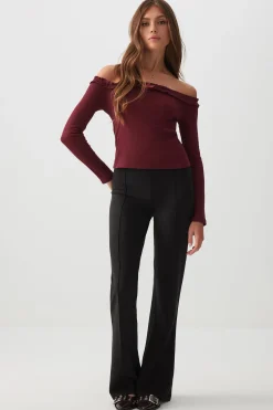 Off Shoulder Top with Ruched Trim